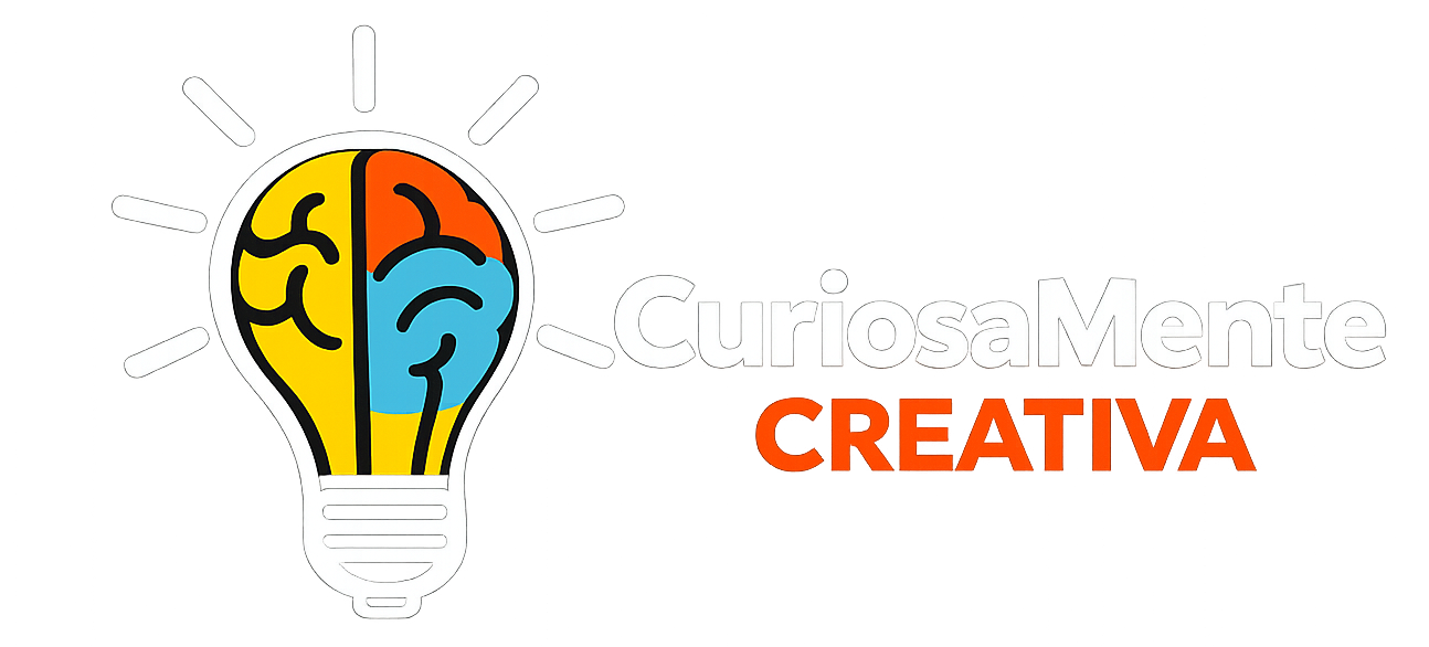 logo curiosamente creativa recursos educativos con bodes blancos